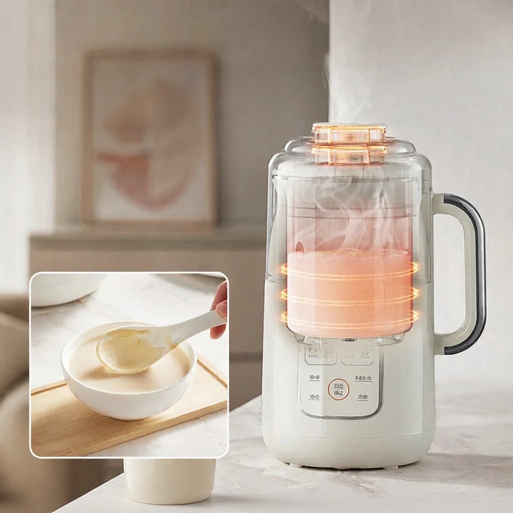 Frullatore per latte di soia riscaldante 1.2L con recipiente interno in acciaio inox
