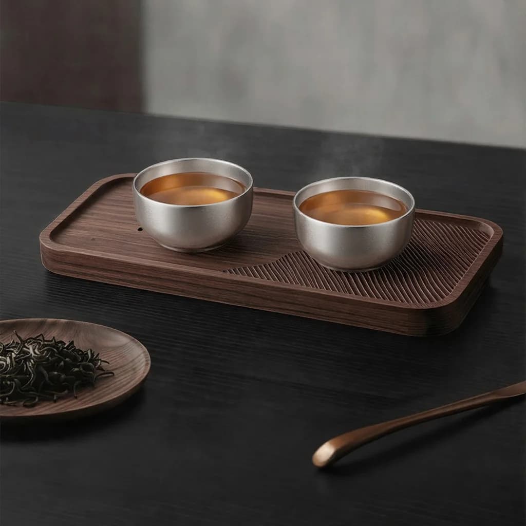 Set di tazze da tè Kung Fu in titanio puro, doppia tazza 55ml