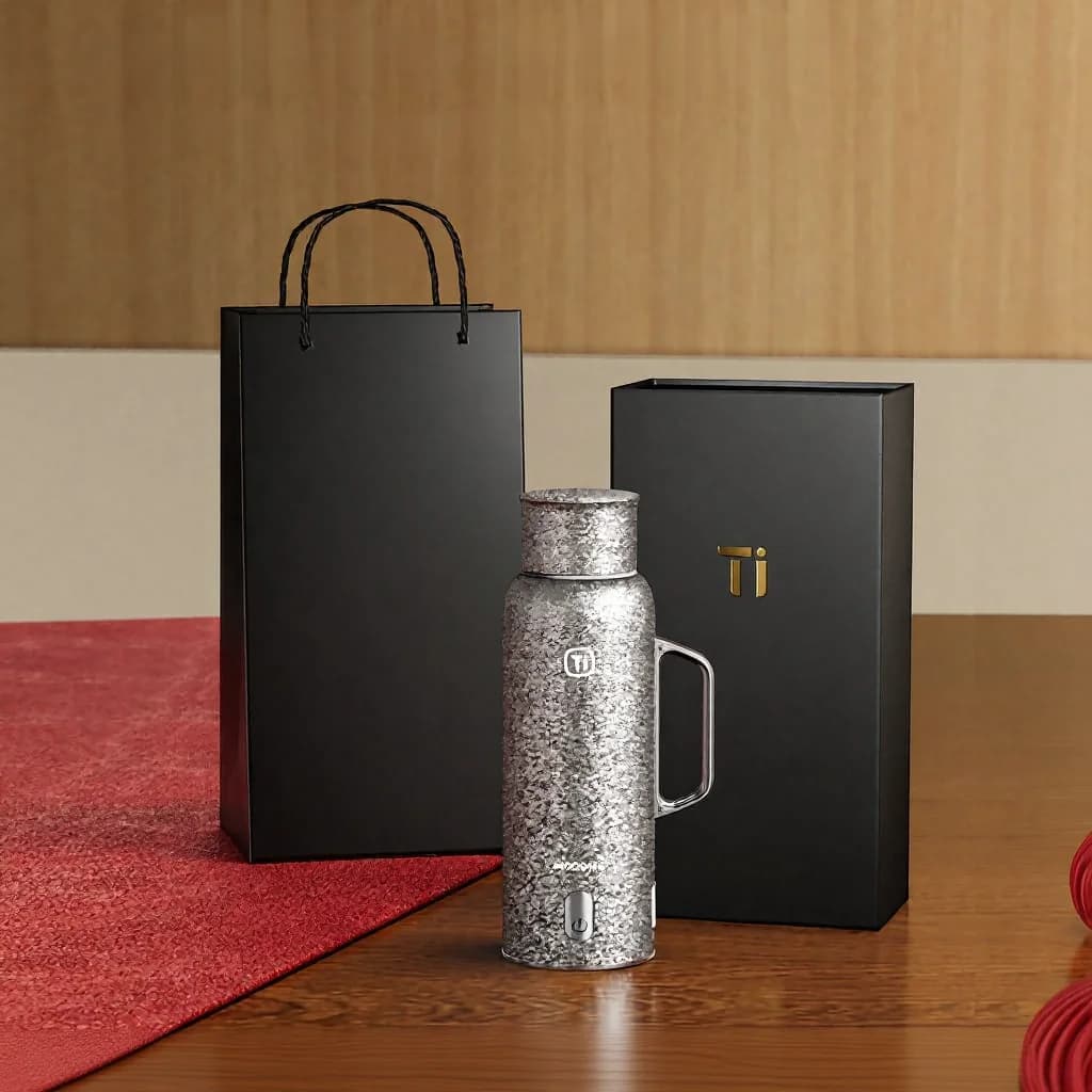 Tazza termica riscaldata in titanio con manico 680ml confezione regalo