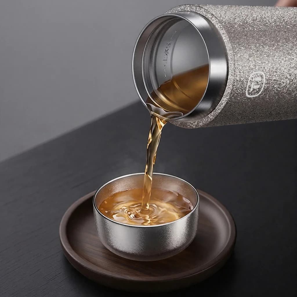 Set di tazze da tè Kung Fu in titanio puro, doppia tazza 55ml