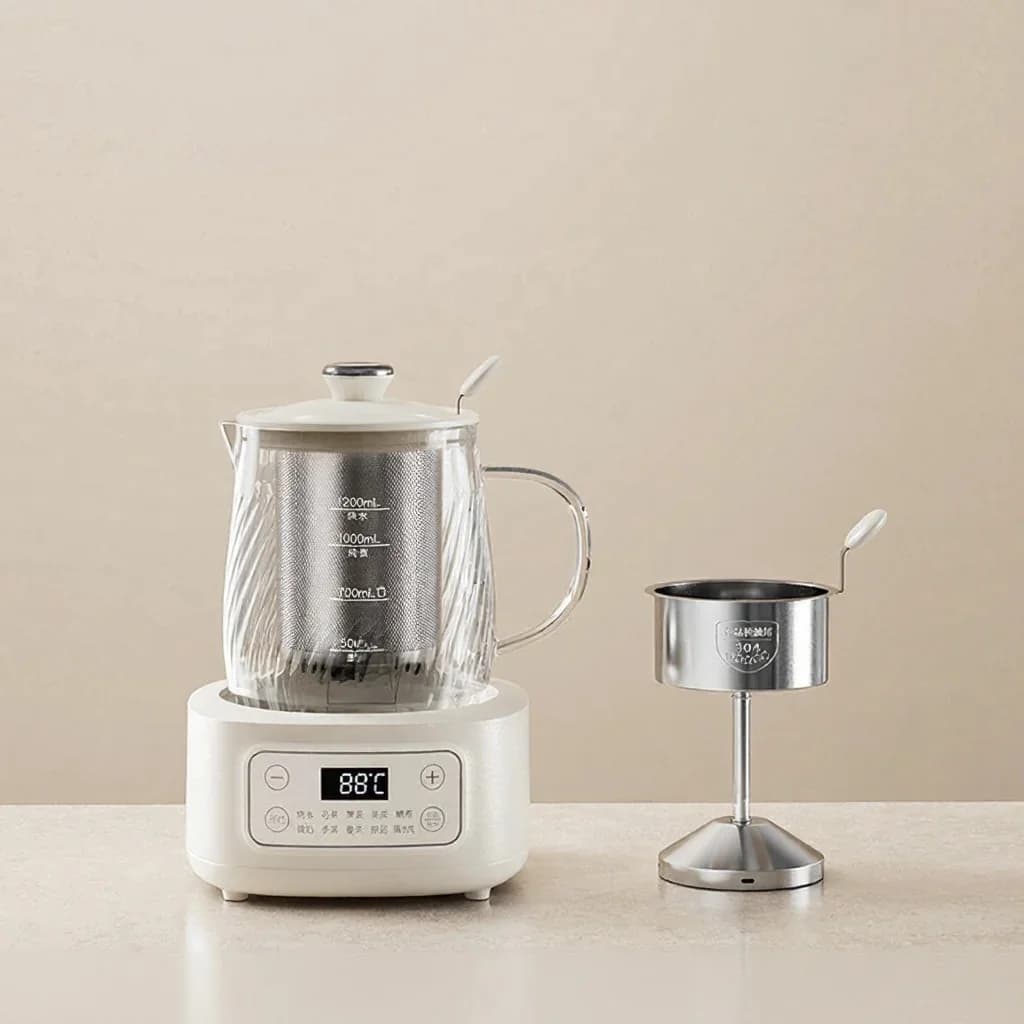 Bollitore elettrico in vetro con controllo della temperatura 1.2L