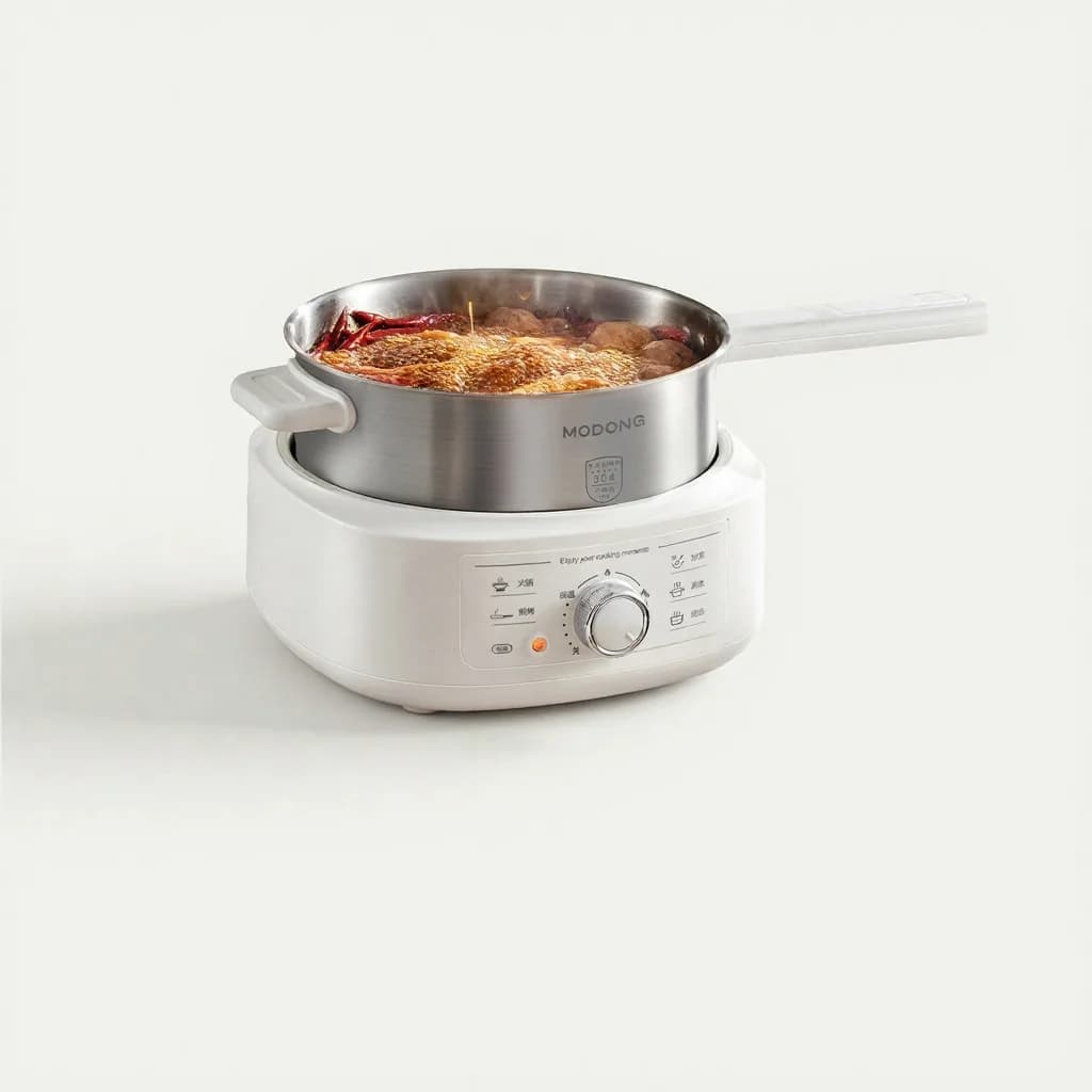 Pentola elettrica in acciaio inox con vaporiera, 3L, 220V