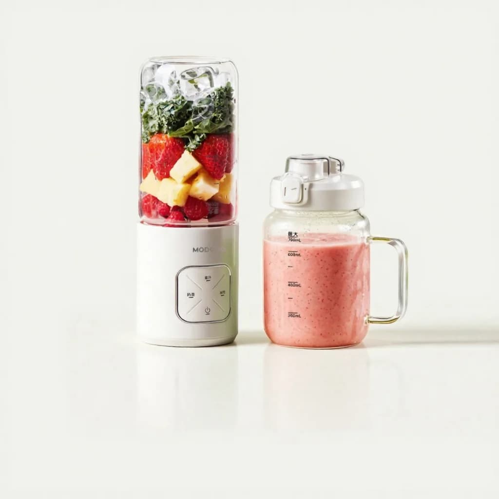 Bicchiere frullatore portatile wireless con tritaghiaccio e doppio bicchiere