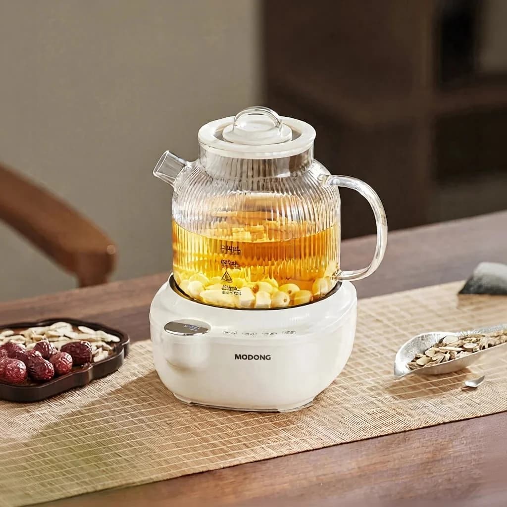 Bollitore elettrico in vetro con controllo della temperatura, 1L