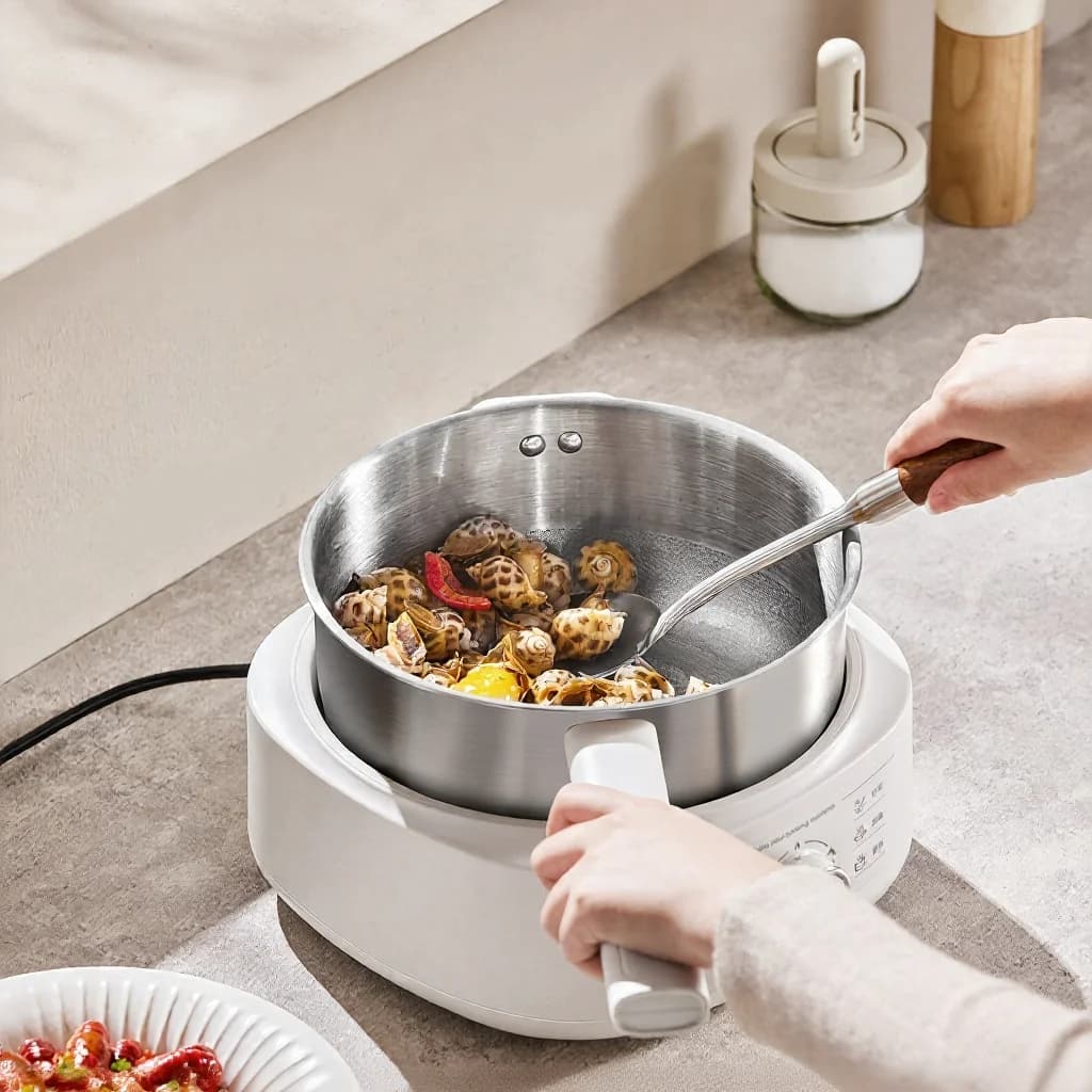 Pentola elettrica in acciaio inox con vaporiera, 3L, 220V
