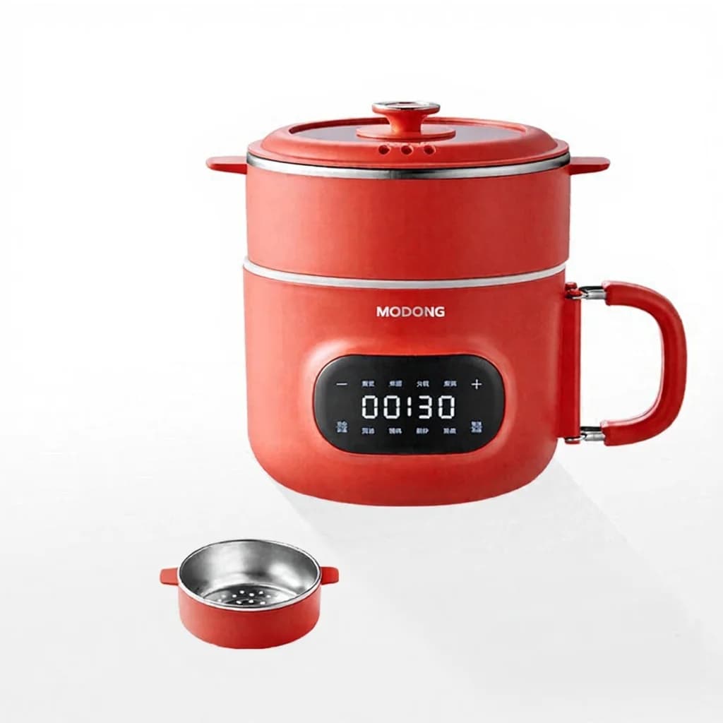 Mini Pentola da Cottura Elettrica 2L con Rivestimento Antiaderente in Ceramica e Vaporiera