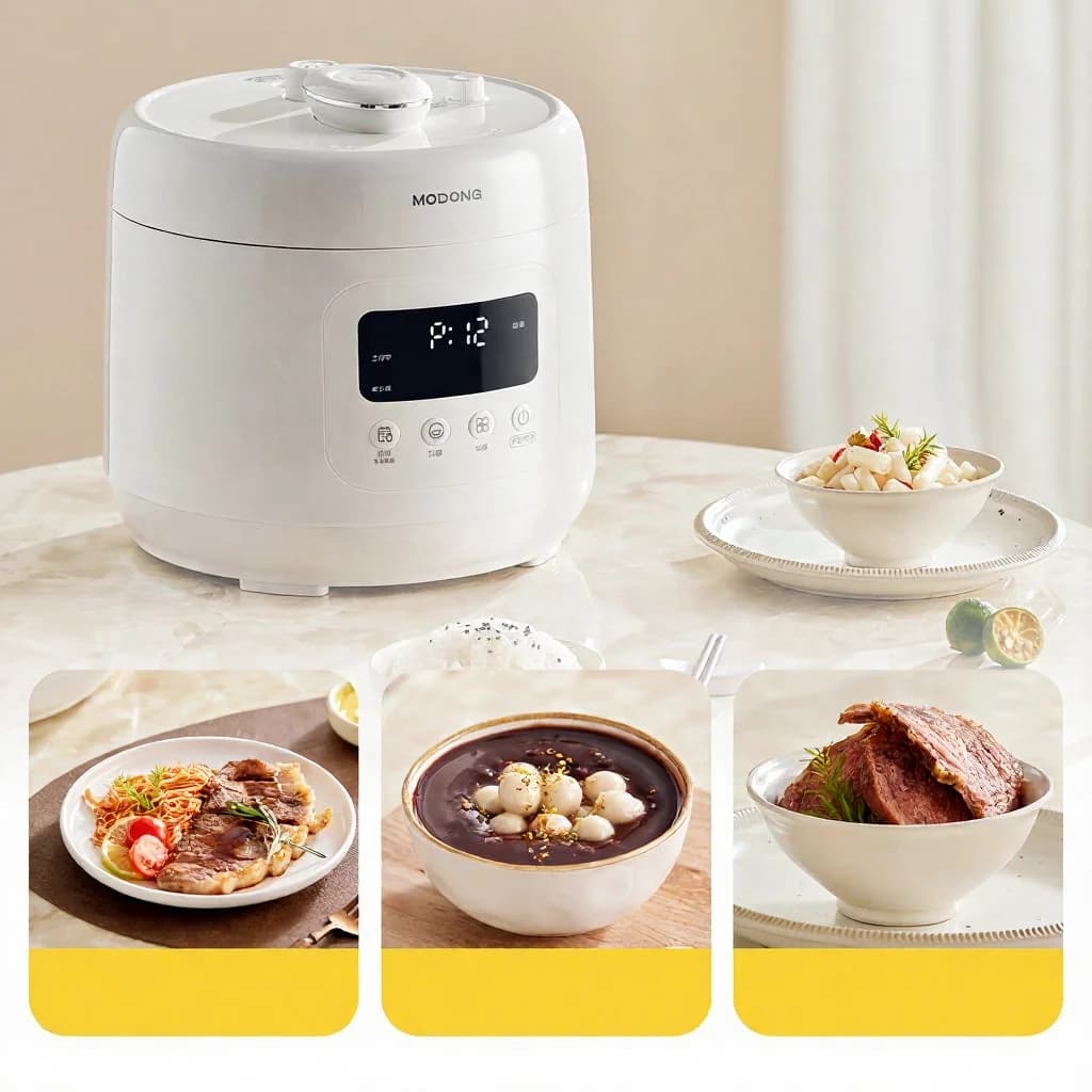 Pentola a Pressione Elettrica 4L con Rivestimento in Ceramica, 800W, Timer 17-24H