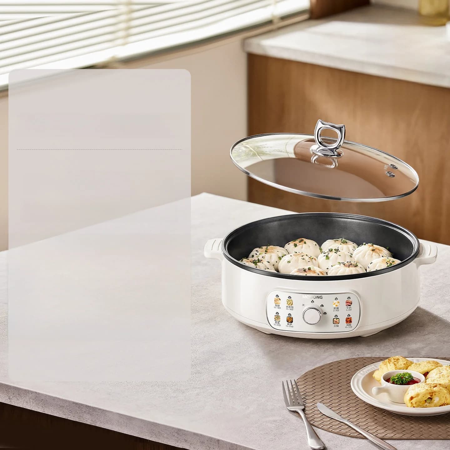 Piastra elettrica con coperchio 1800W, 3 livelli di calore, antiaderente