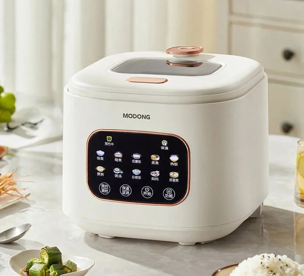 Rice Cooker Elettrico 3L con Finestra in Vetro e Timer