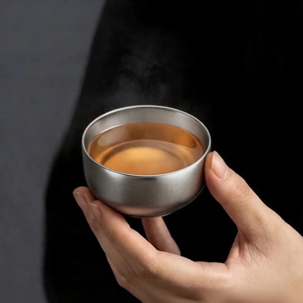 Set di tazze da tè Kung Fu in titanio puro, doppia tazza 55ml