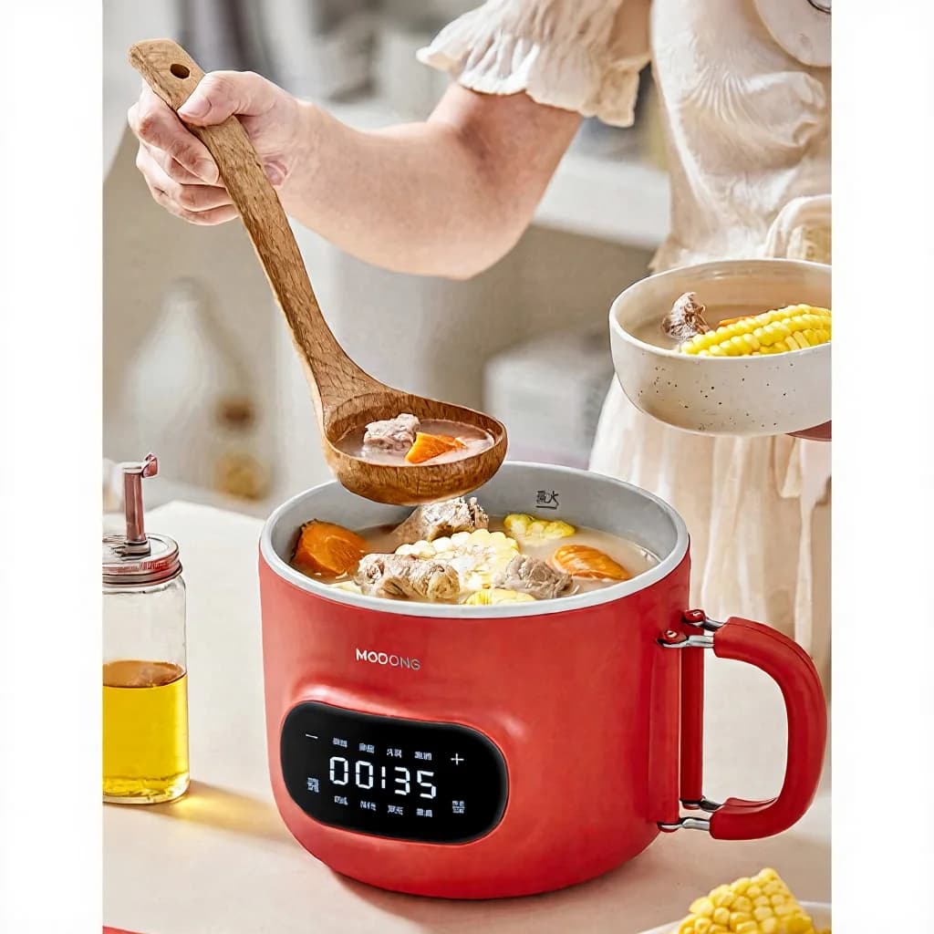 Pentola elettrica da 2,5 L con vaporiera e rivestimento in ceramica