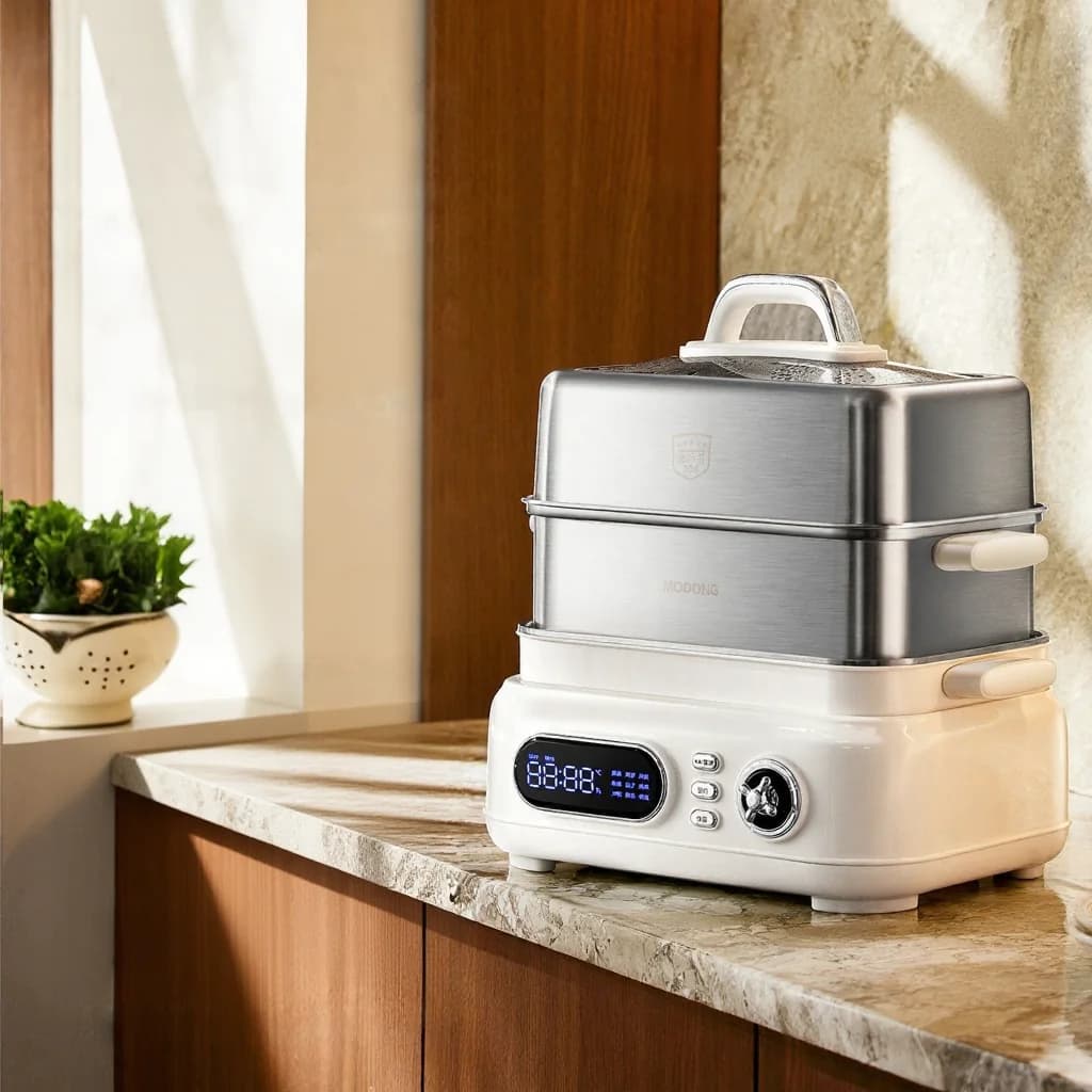 Cuocivapore elettrico in acciaio inox 18L 24L a doppio o triplo livello