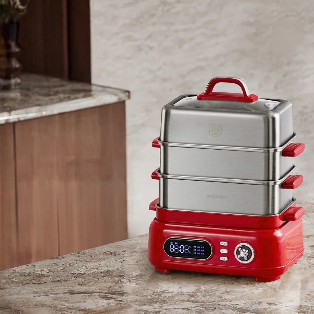 Pentola elettrica a vapore in acciaio inox a 3 livelli 18L 220V 1500W