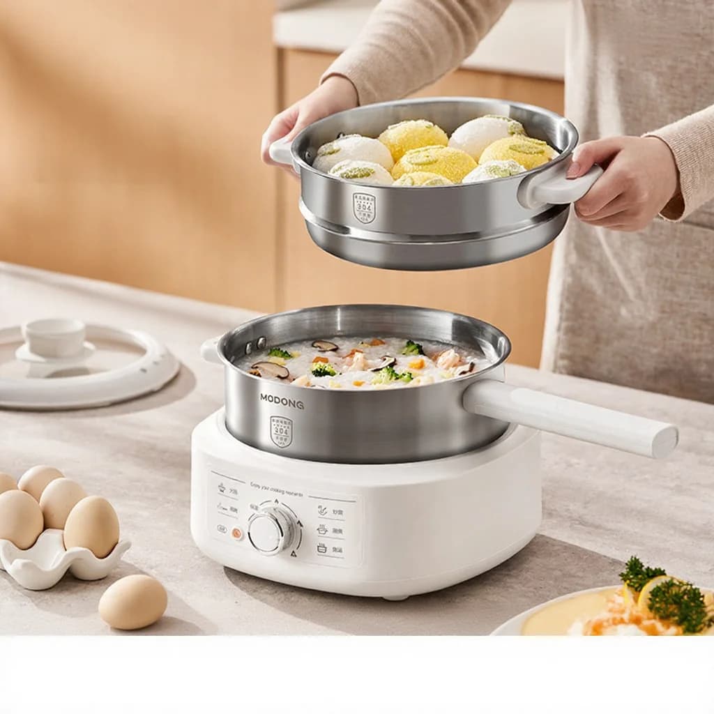 Pentola elettrica in acciaio inox 3L con vaporiera