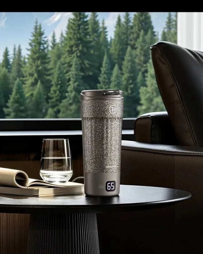 Tazza elettrica da viaggio in titanio 400ml con display della temperatura
