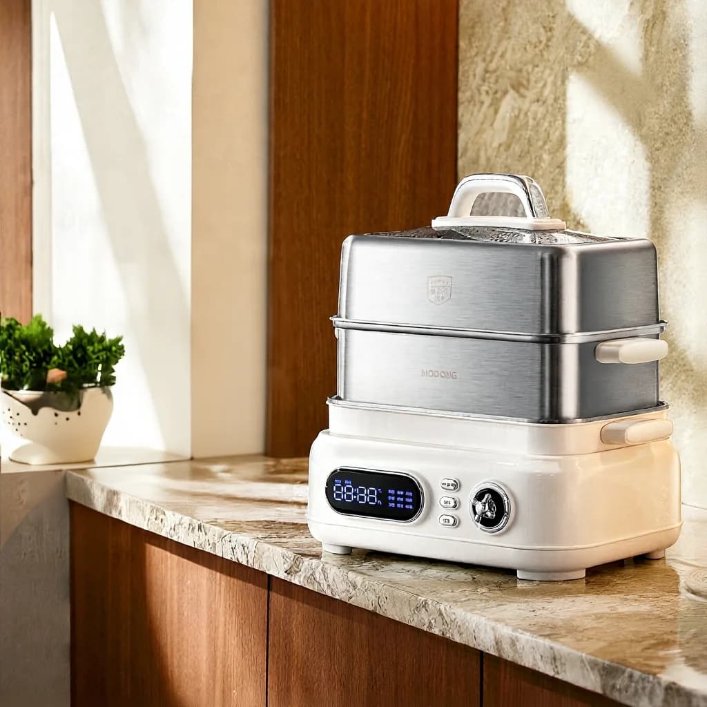 Cuocivapore elettrico in acciaio inox 18L 24L a doppio o triplo livello