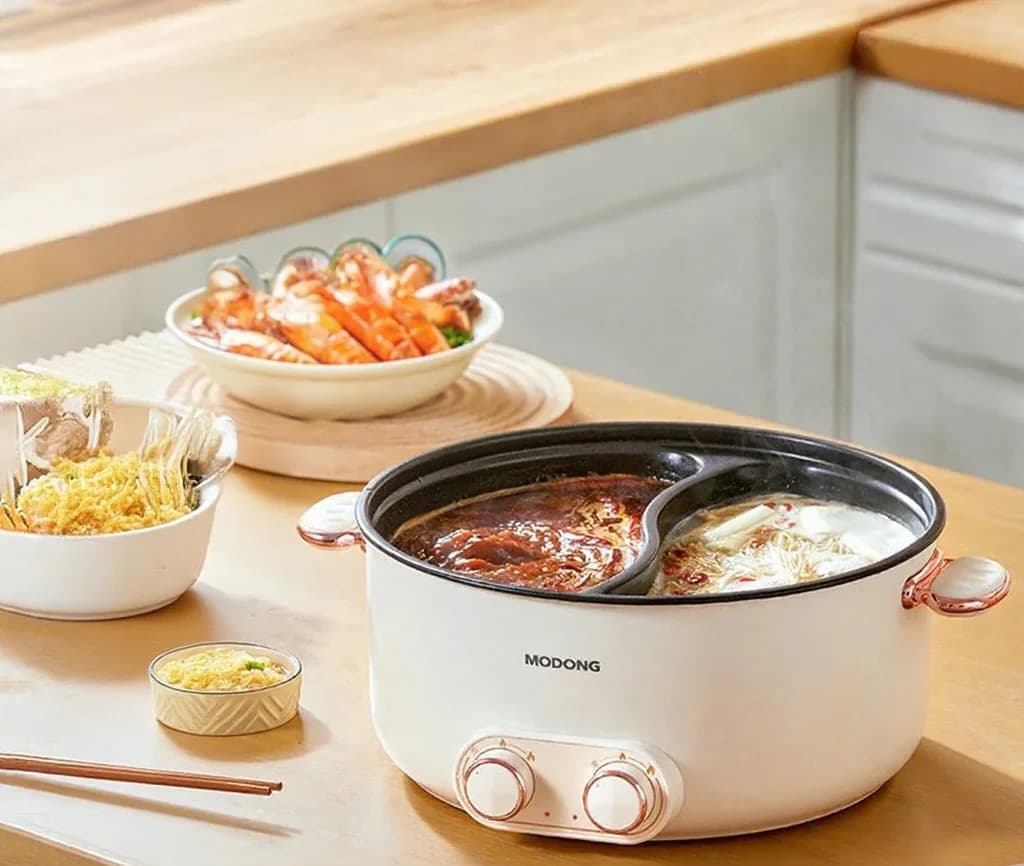 Pentola elettrica hot pot a doppio controllo 6L grande capacità antiaderente