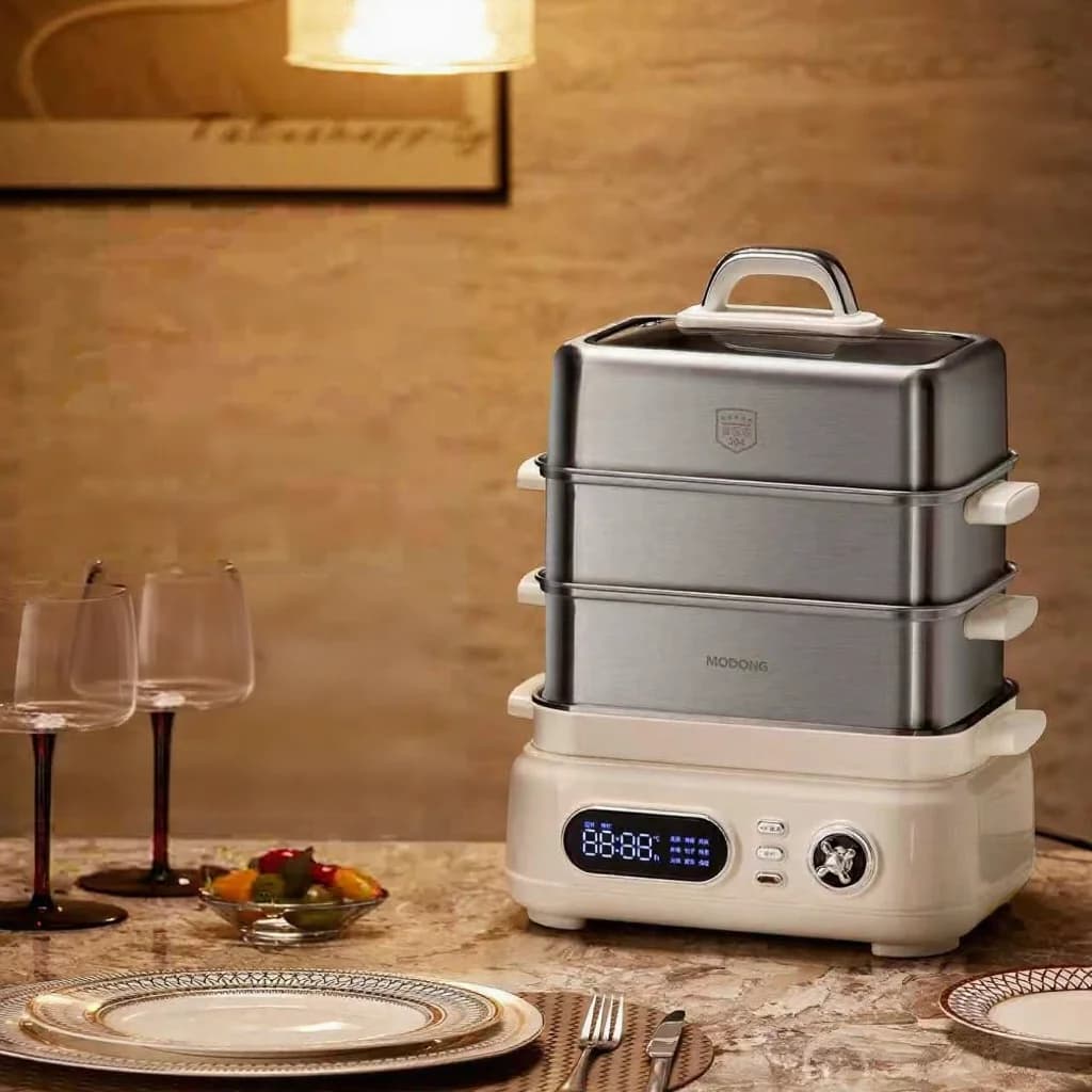 Pentola elettrica a vapore in acciaio inox a 3 livelli 18L 220V 1500W
