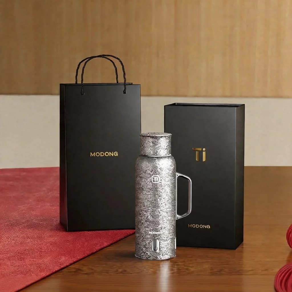 Tazza termica riscaldata in titanio con manico 680ml confezione regalo