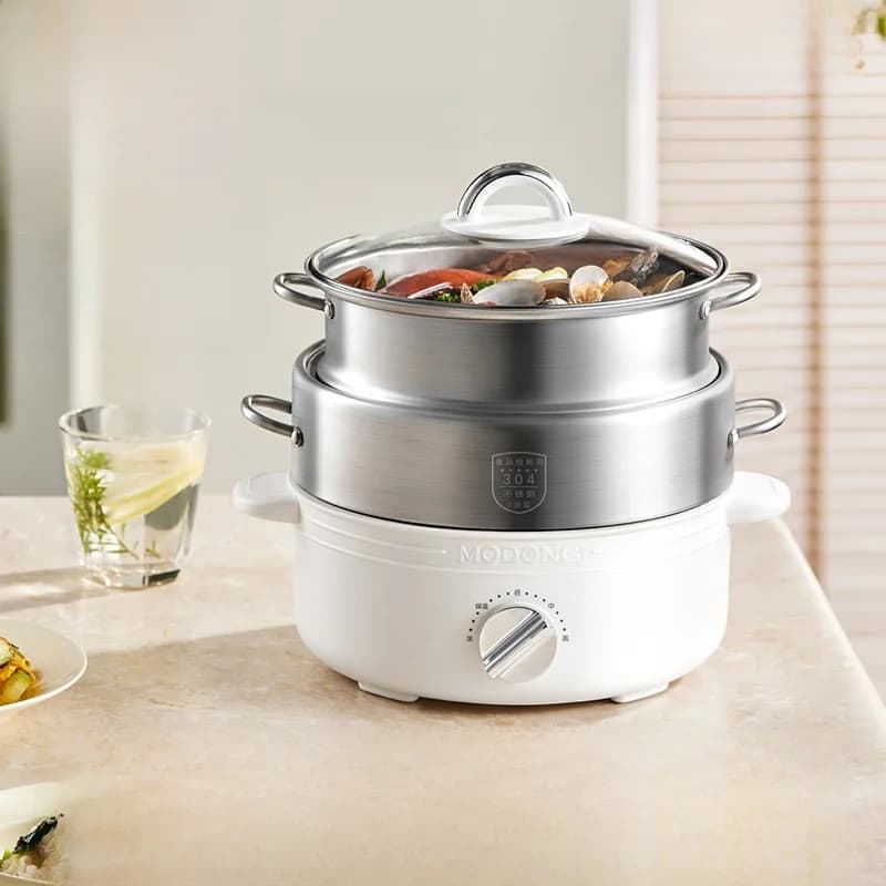 Pentola elettrica divisibile in acciaio inox 2L con 3 livelli di calore