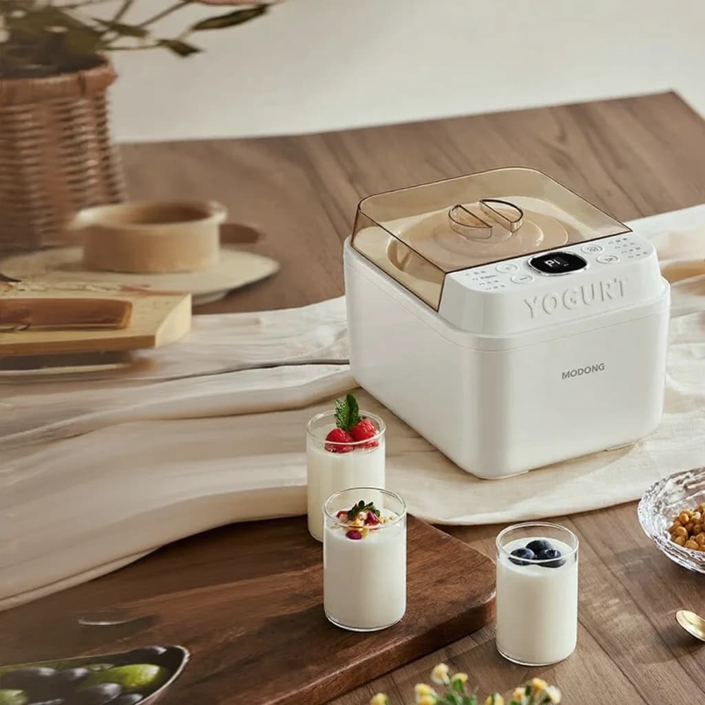 Yogurtiera elettrica con recipiente interno in vetro e timer