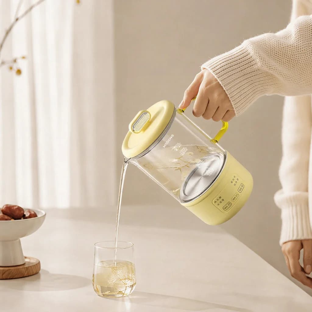 Pentola Elettrica in Vetro per Salute 600ml 500W con Mantieni Caldo e Timer