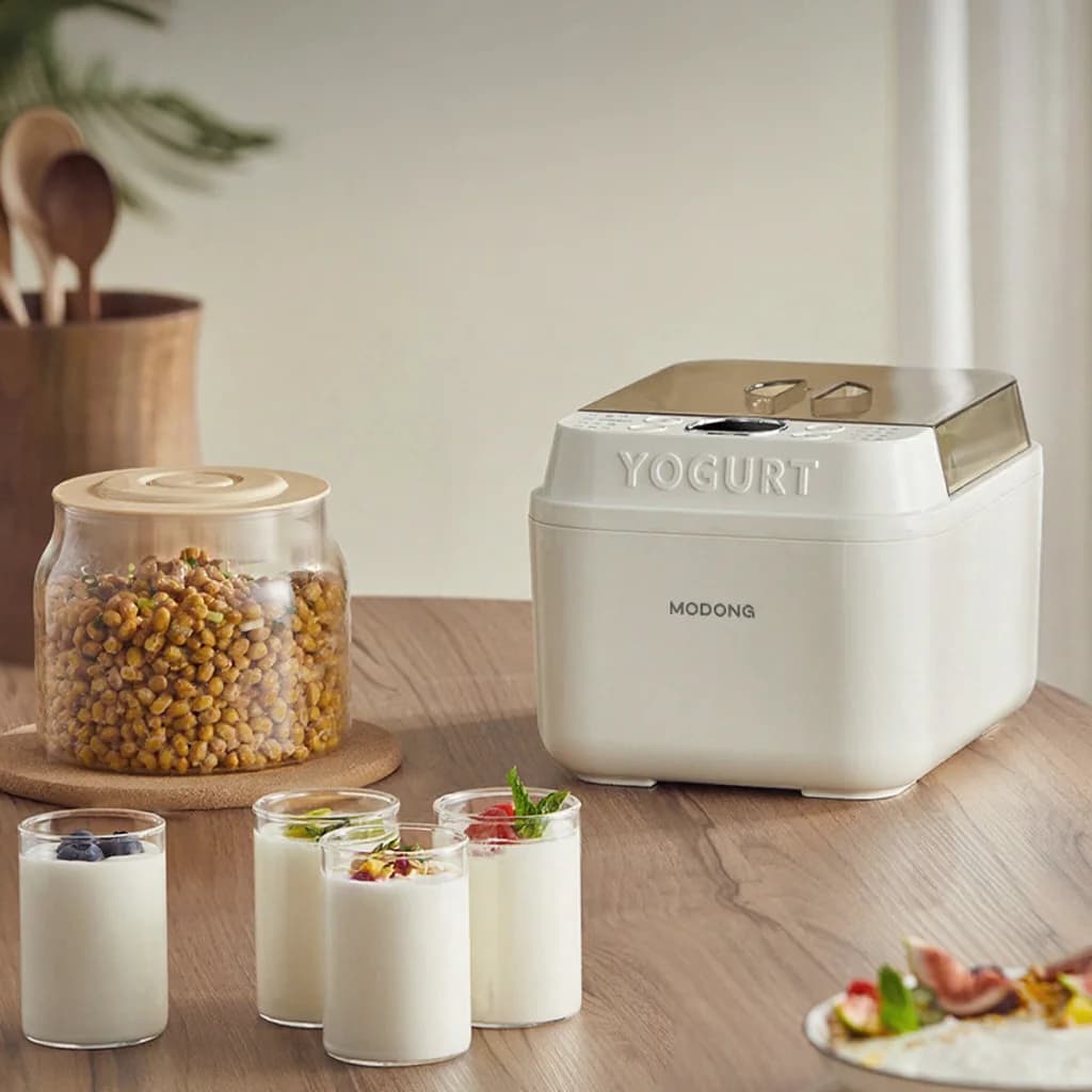 Yogurtiera elettrica con recipiente interno in vetro e timer