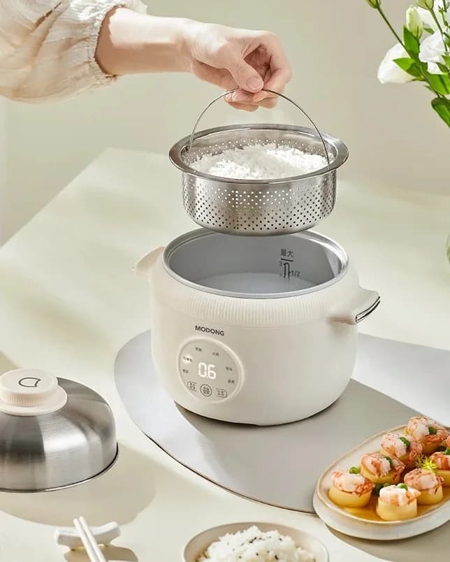 Mini cuociriso elettrico da 1,6 L con pentola interna in ceramica