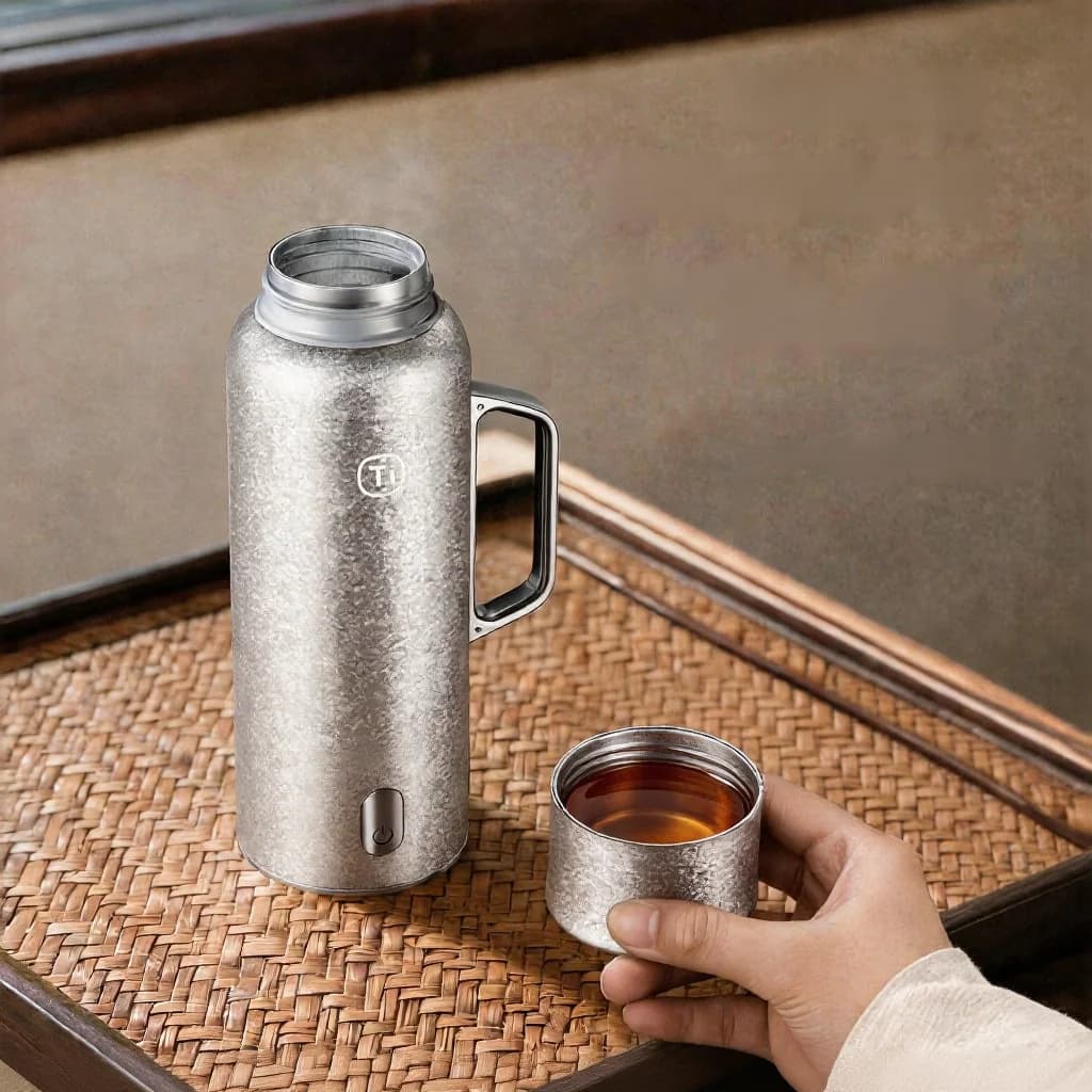 Tazza termica riscaldata in titanio con manico 680ml confezione regalo