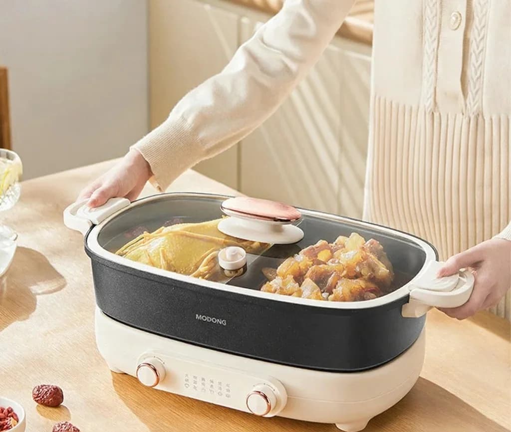 Pentola elettrica divisa 7L con controllo indipendente della temperatura a doppia zona