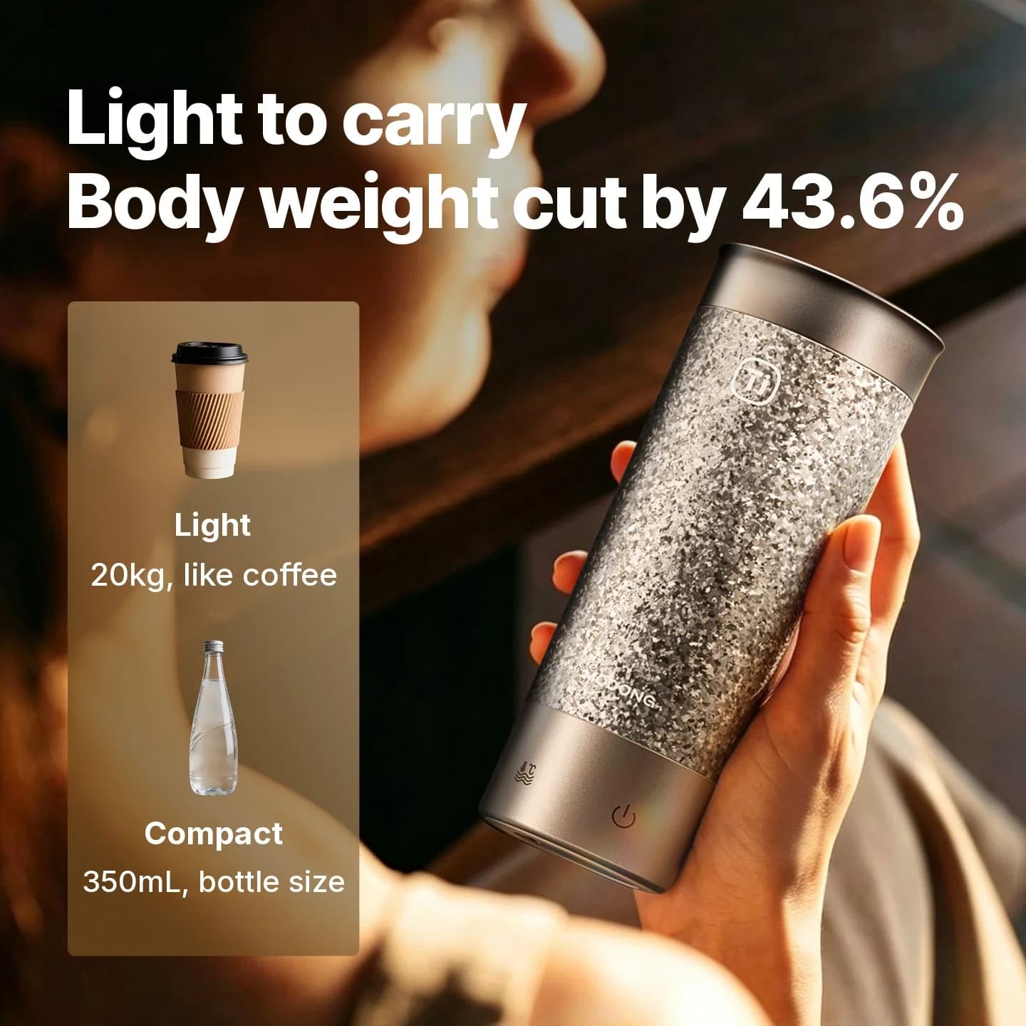 Tazza termica elettrica in titanio 350ml con controllo della temperatura