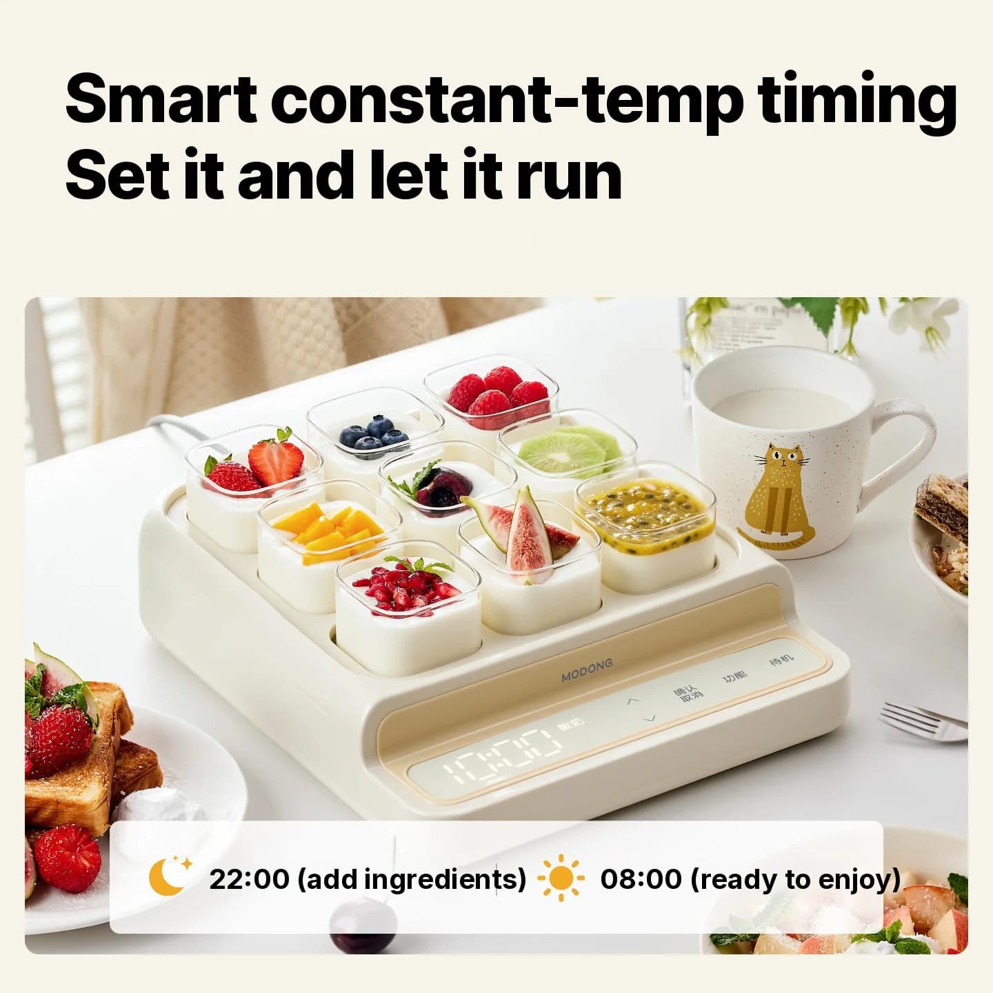 Yogurtiera a 9 Tazze con Pentola Interna in Vetro e Timer