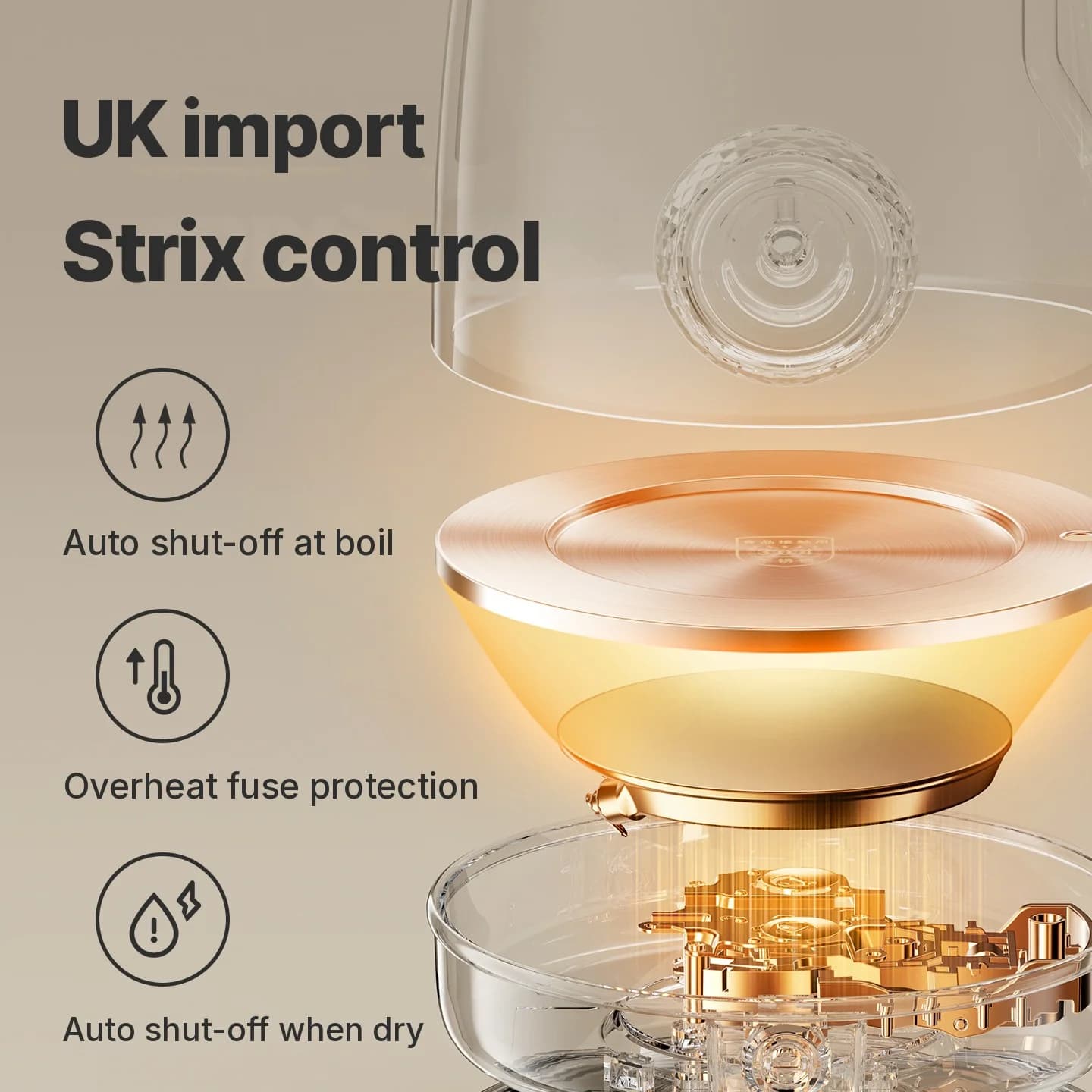 Bollitore elettrico in acciaio inox con indicatore di temperatura 1.8L