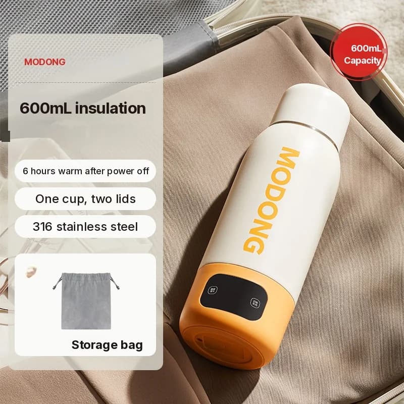 Bicchiere elettrico portatile per acqua calda 600ml con rivestimento 316, isolamento sottovuoto