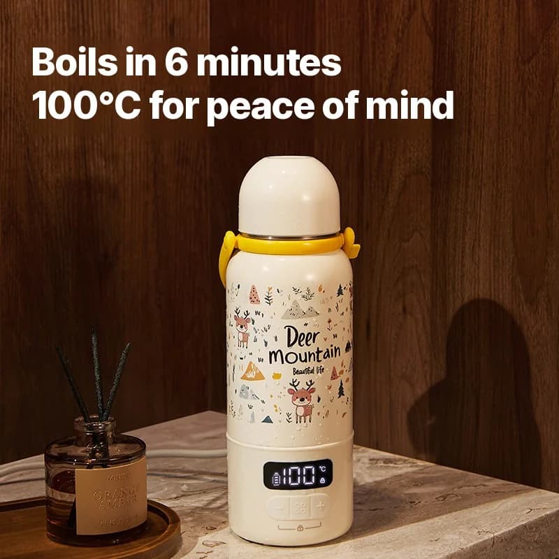 Tazza elettrica portatile per riscaldare l'acqua con bollitura a 100°C e termostato