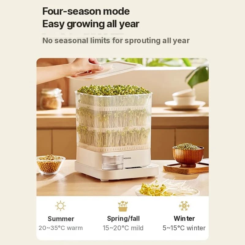 Germinatore Elettrico per Germogli Domestico 1,5L 20W a 3 Livelli