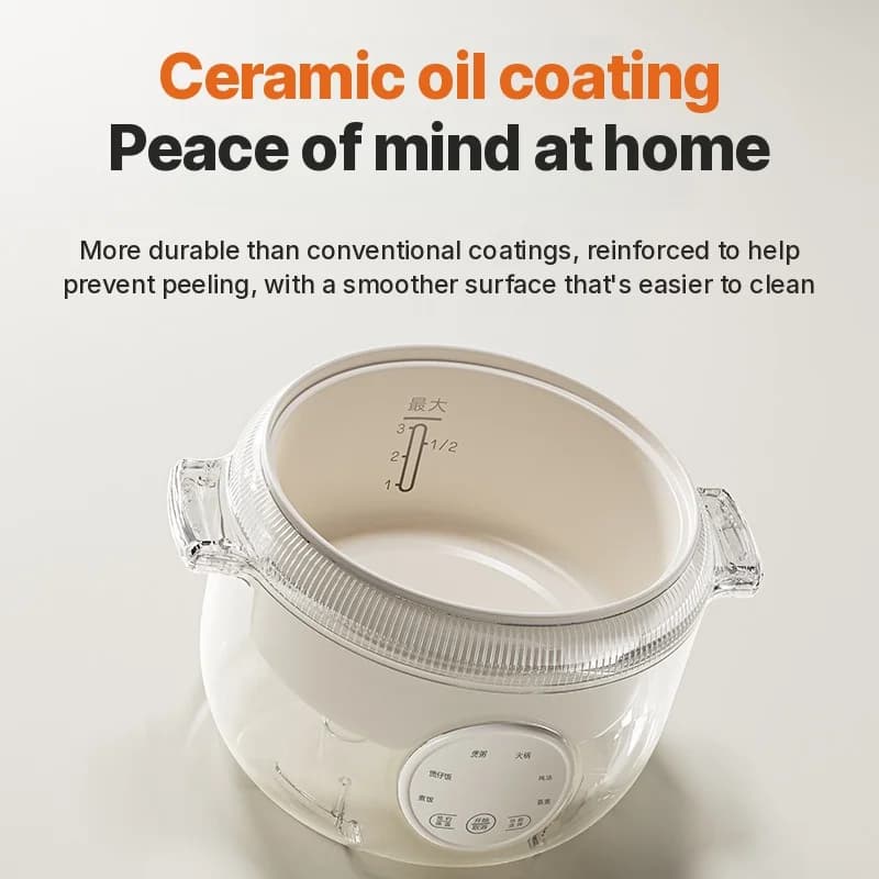 Mini Risoiera Elettrica 1,6L con Pentola Interna in Ceramica