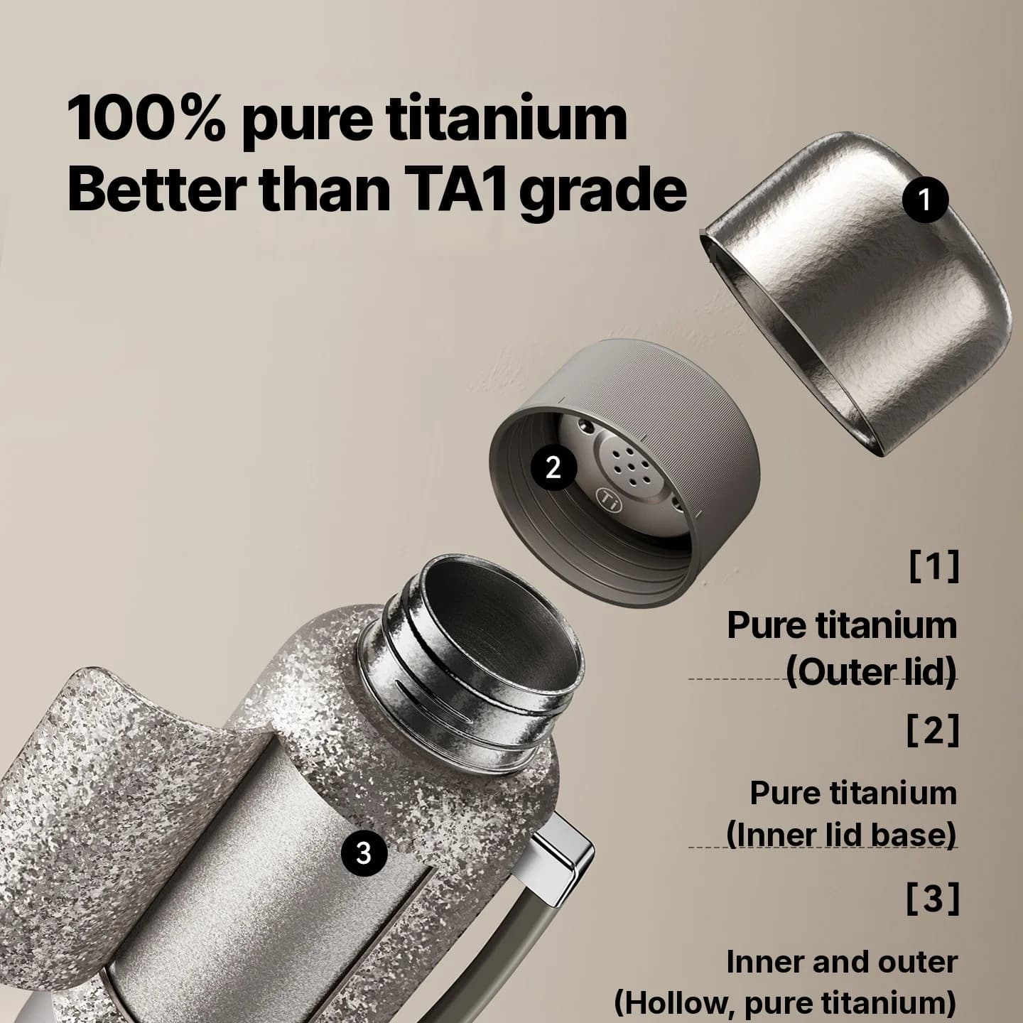 Tazza elettrica in titanio puro con isolamento 1200ml