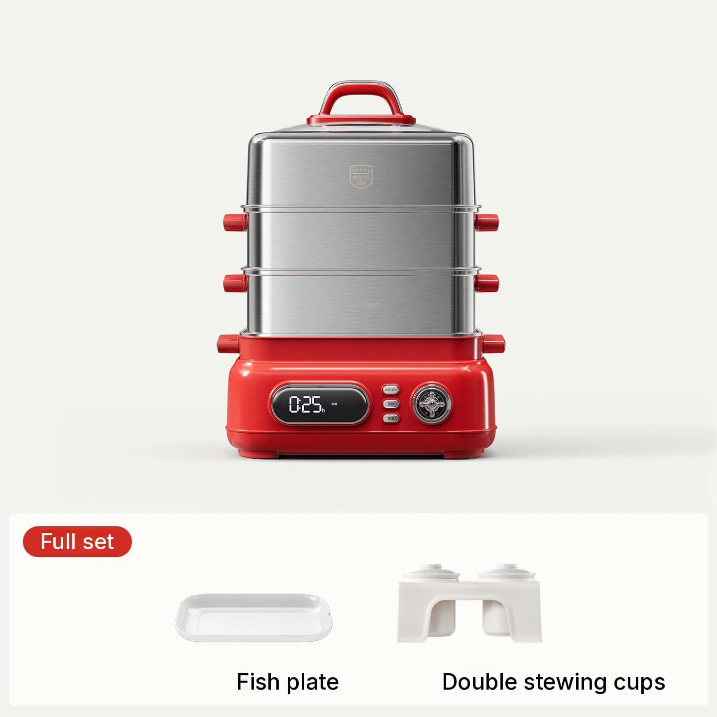 Pentola elettrica a vapore in acciaio inox a 3 livelli 18L 220V 1500W