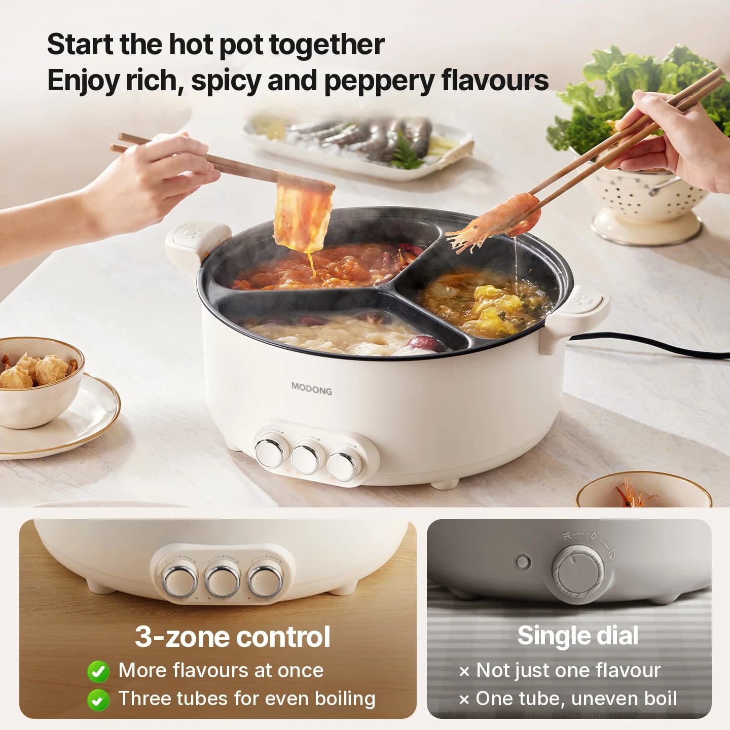 Pentola Elettrica Hot Pot con Divisore, 5,6L/8L, 220V