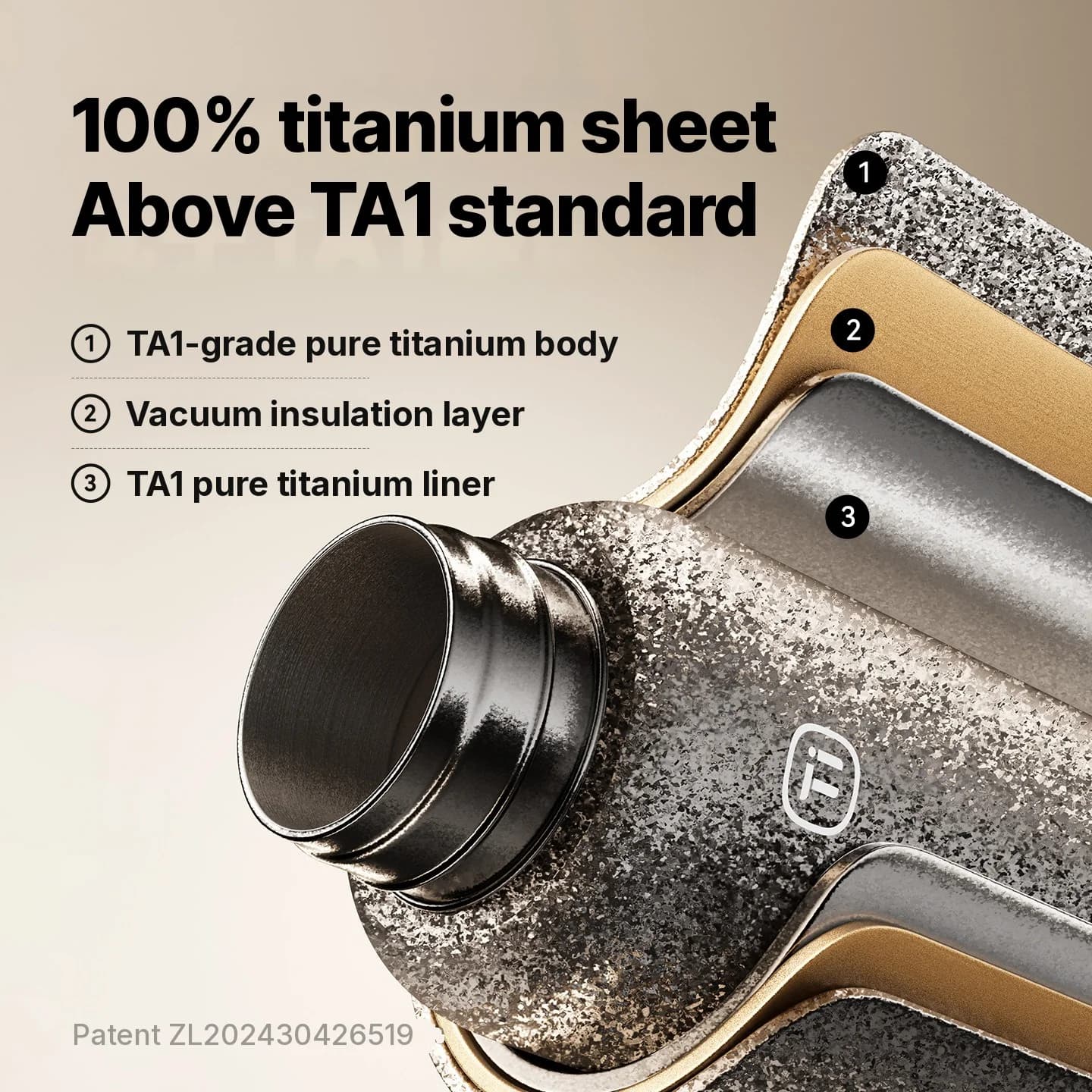 Tazza elettrica in titanio puro con isolamento 1200ml
