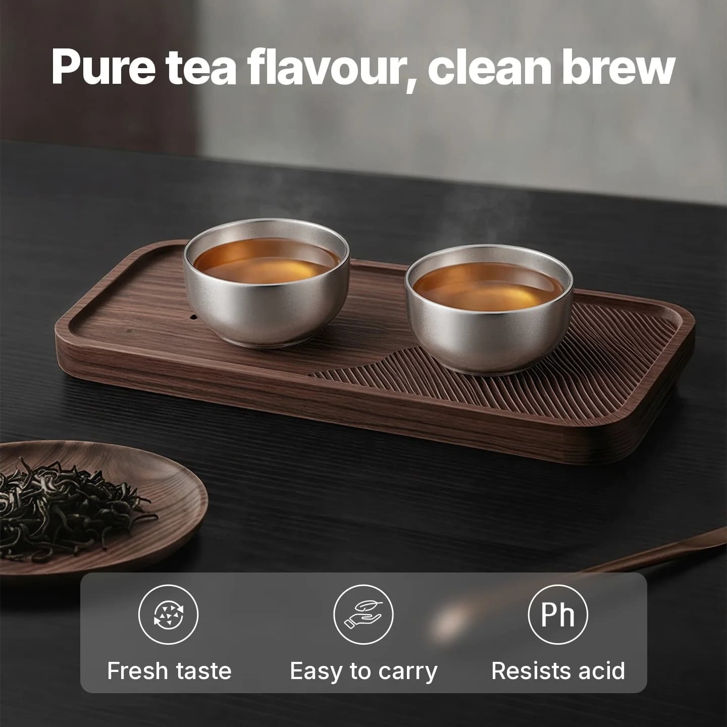 Set di tazze da tè Gongfu in titanio puro 55ml finitura semplice fatta a mano