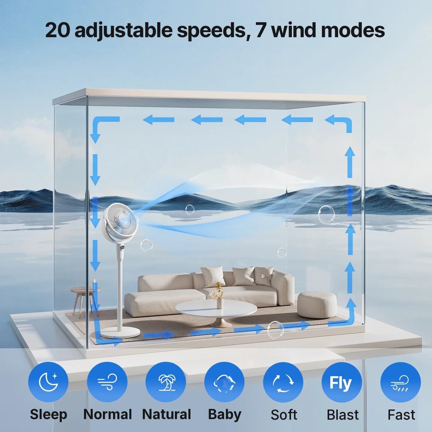 Ventilatore da tavolo intelligente con controllo vocale e oscillazione