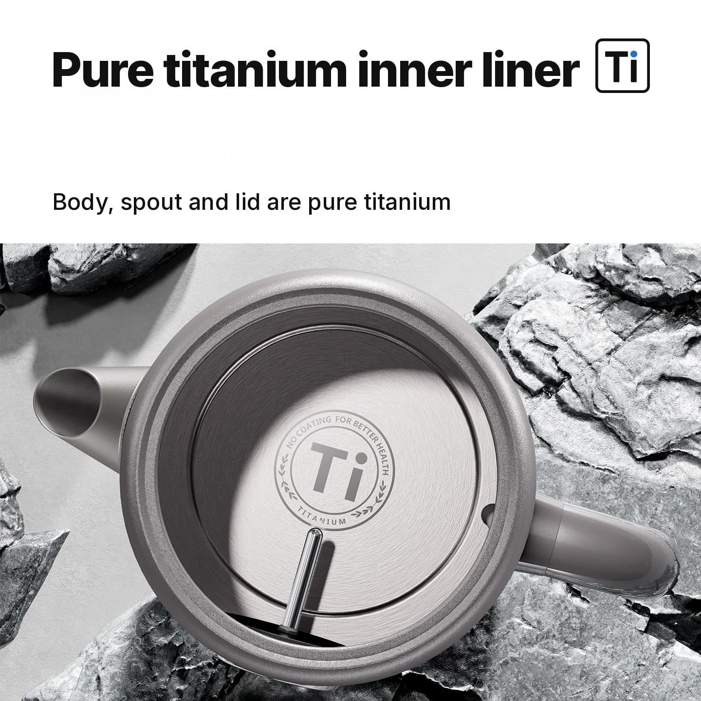Bollitore elettrico in titanio puro 1.8L con display della temperatura