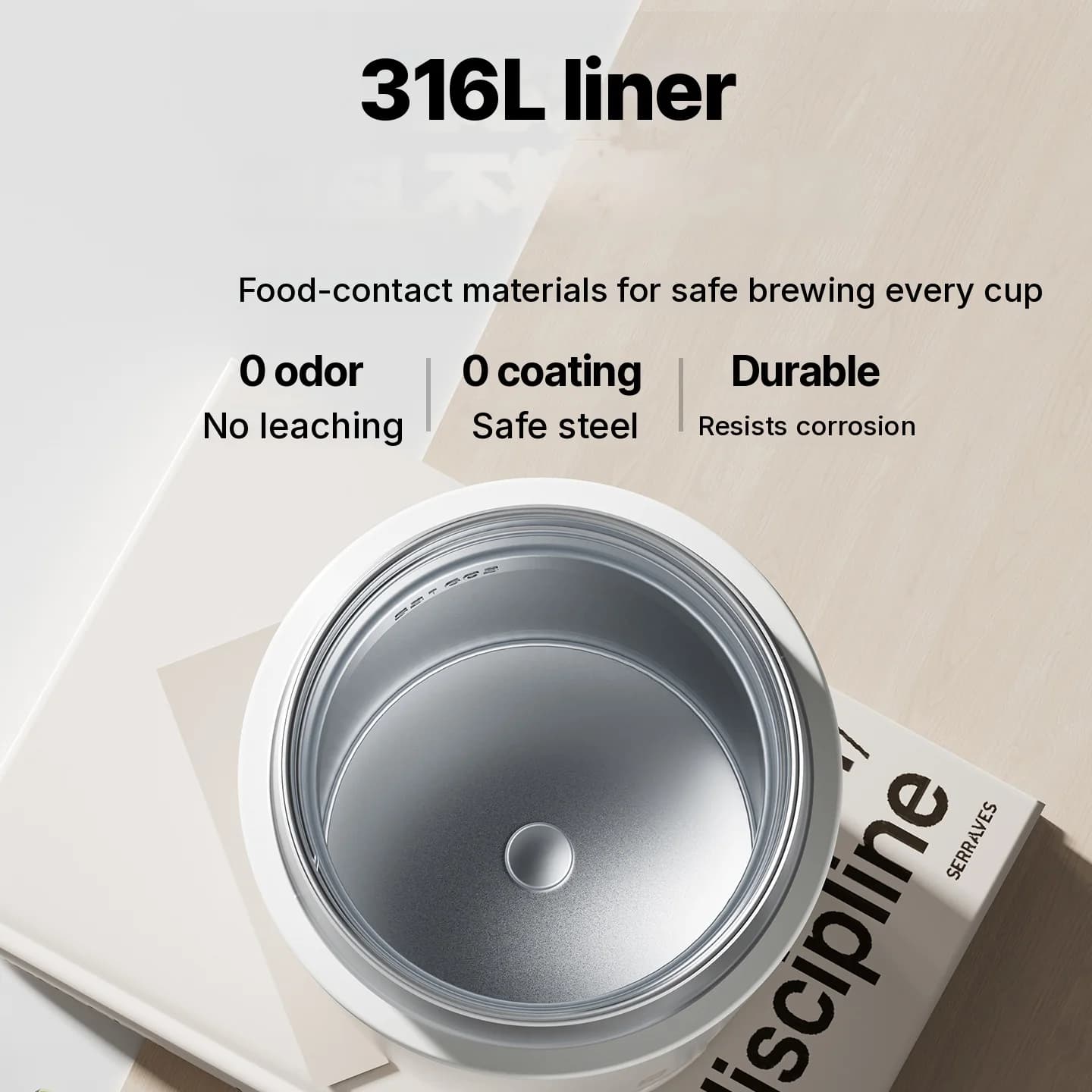 Tazza elettrica portatile per riscaldare l'acqua 350ml in acciaio inossidabile 316L