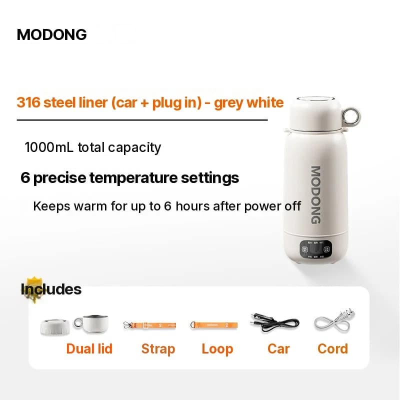Bollitore elettrico da viaggio portatile 1L in acciaio inossidabile 304 o 316
