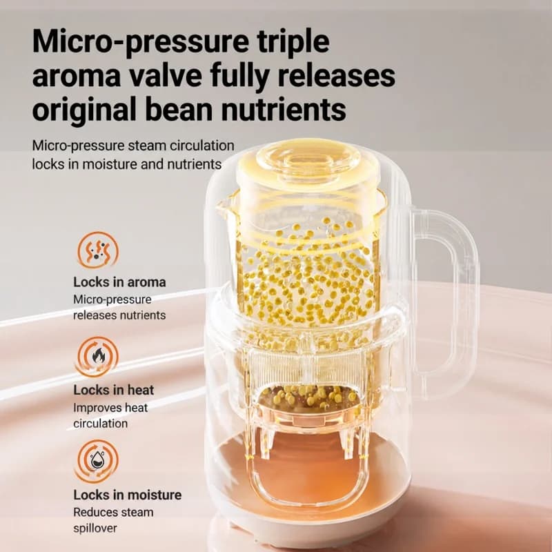 Frullatore riscaldante 1.2L con controllo touch, corpo in vetro