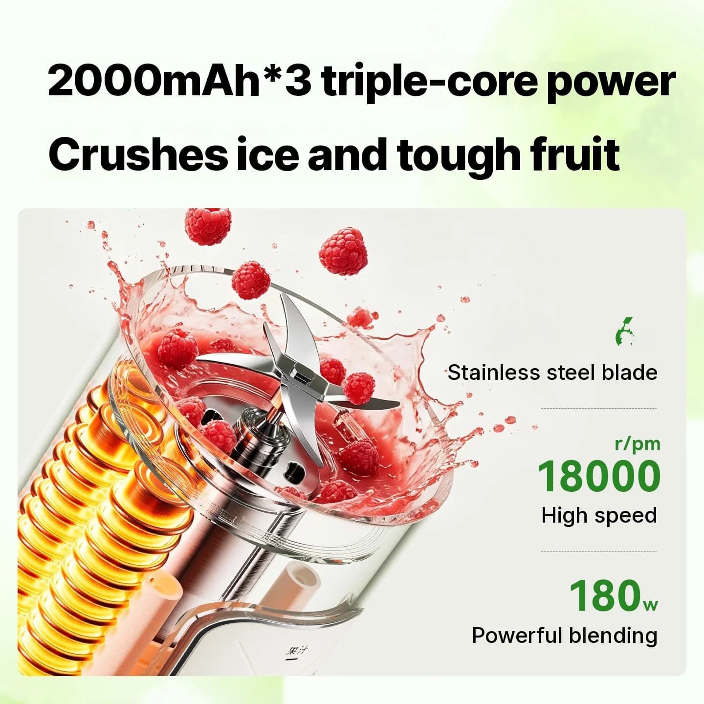 Frullatore portatile wireless in tazza con doppia tazza e triturazione del ghiaccio