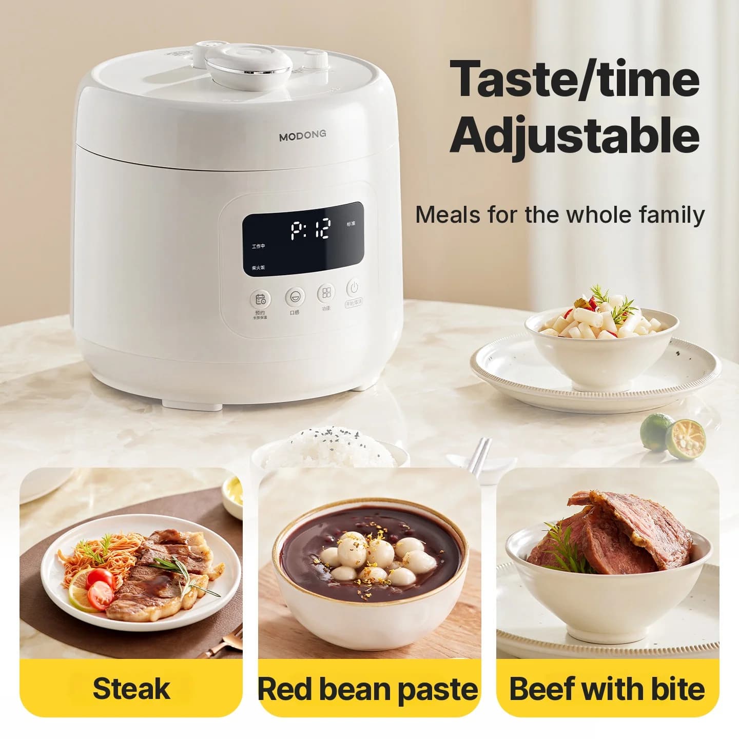 Pentola a pressione elettrica 4L con rivestimento in ceramica, 800W, timer 17-24H