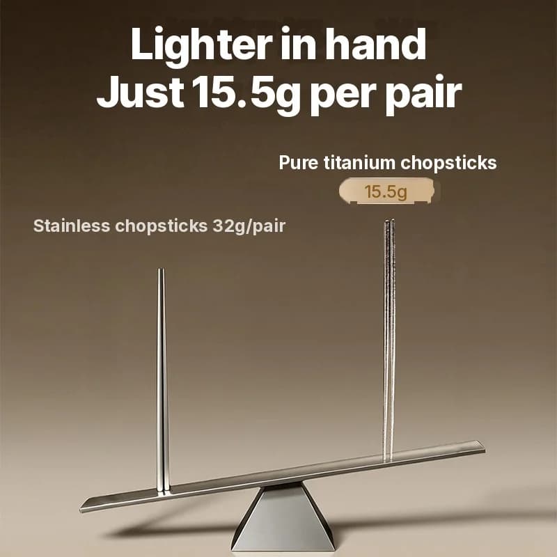 Set di Bacchette in Titanio Puro, 5 Paia, 23 cm, Lucidate a Specchio